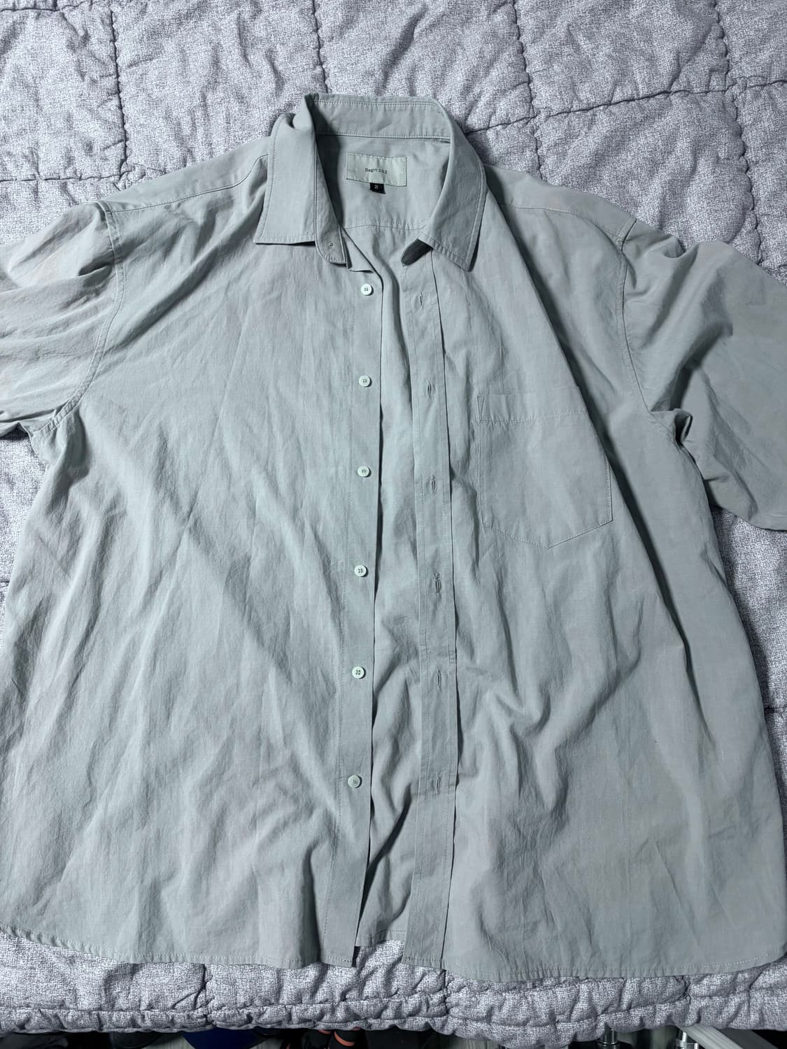 비긴 202 텐셀 코튼 셔츠 Pale green 상품이미지3