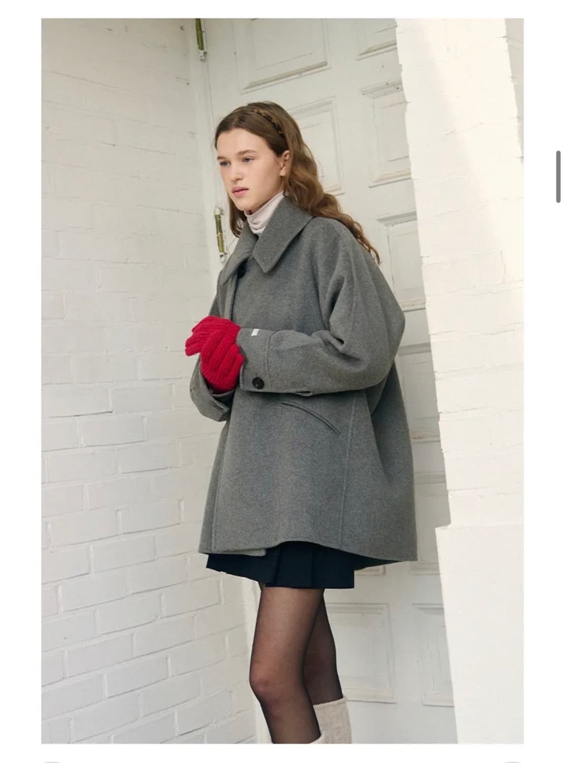 (S) 드로우핏 우먼 울 돌먼 핸드메이드 하프 코트 [M.GREY] 판매 상품이미지4