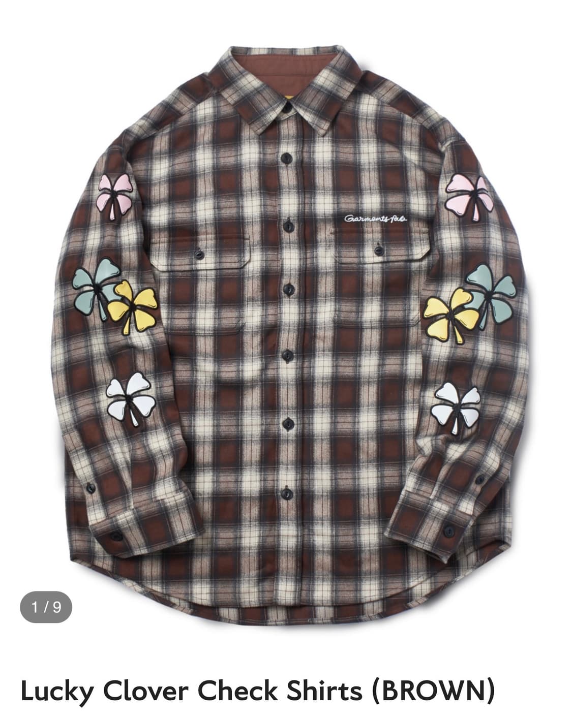 [새제품/L] 가먼츠팹 클로버 체크 셔츠 - 브라운 상품이미지1