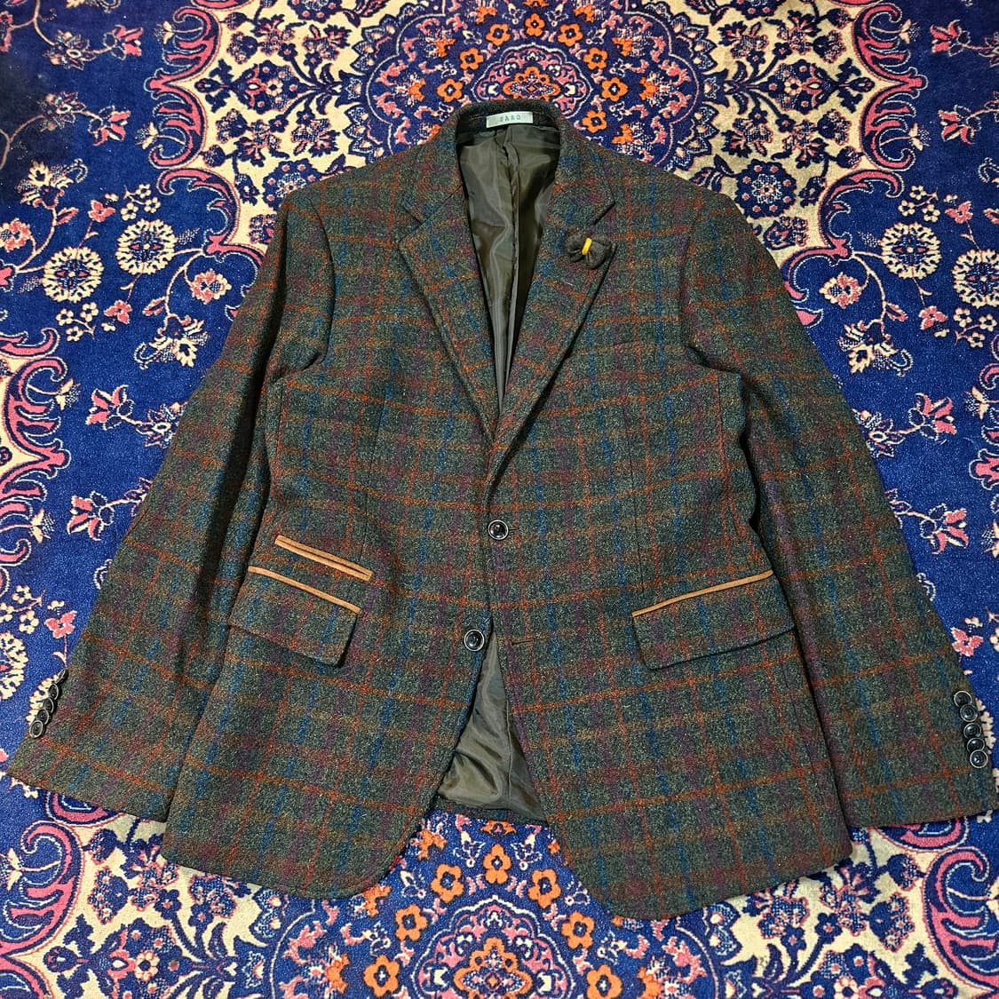 사로옴므(SARO) Wool 100% 체크 블레이져 50size 상품이미지2