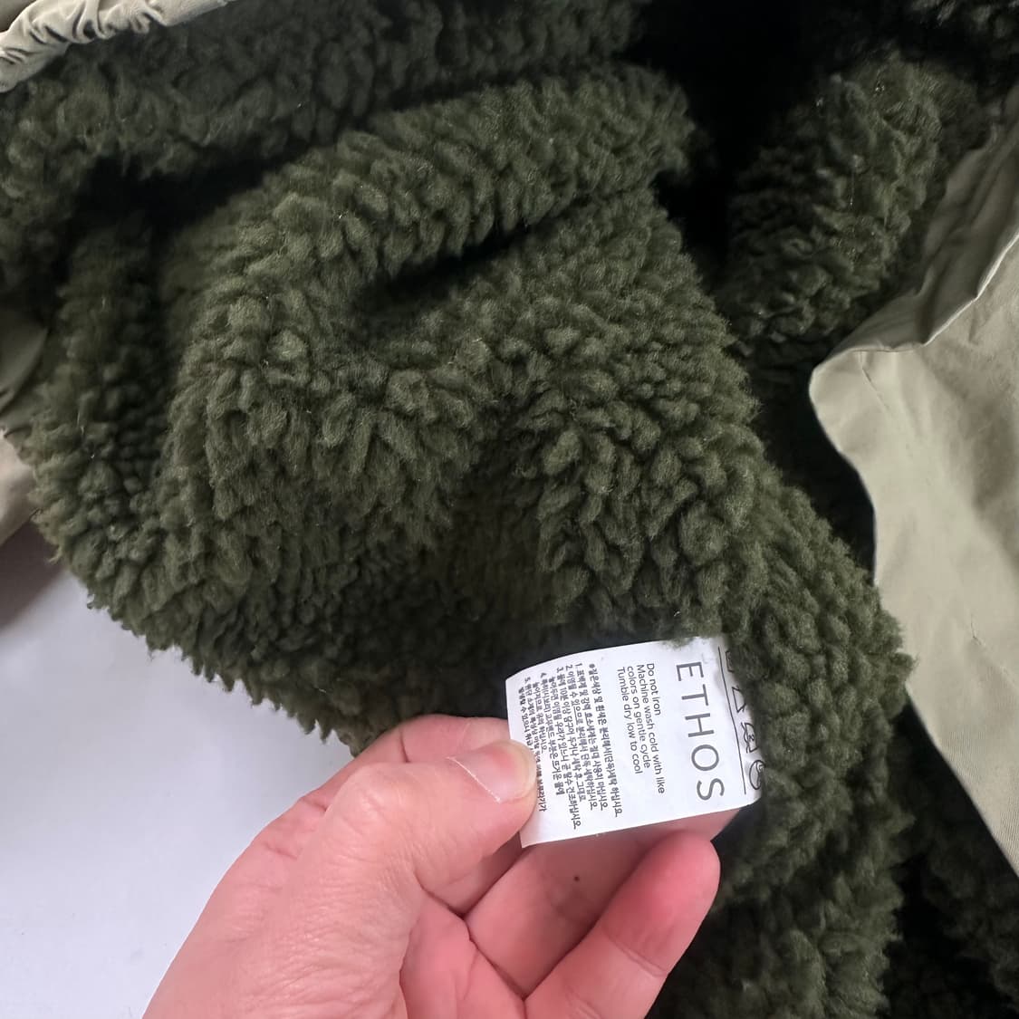 M-L ETHOS 카키 크롭오버핏 안감양털 야상점퍼 상품이미지6