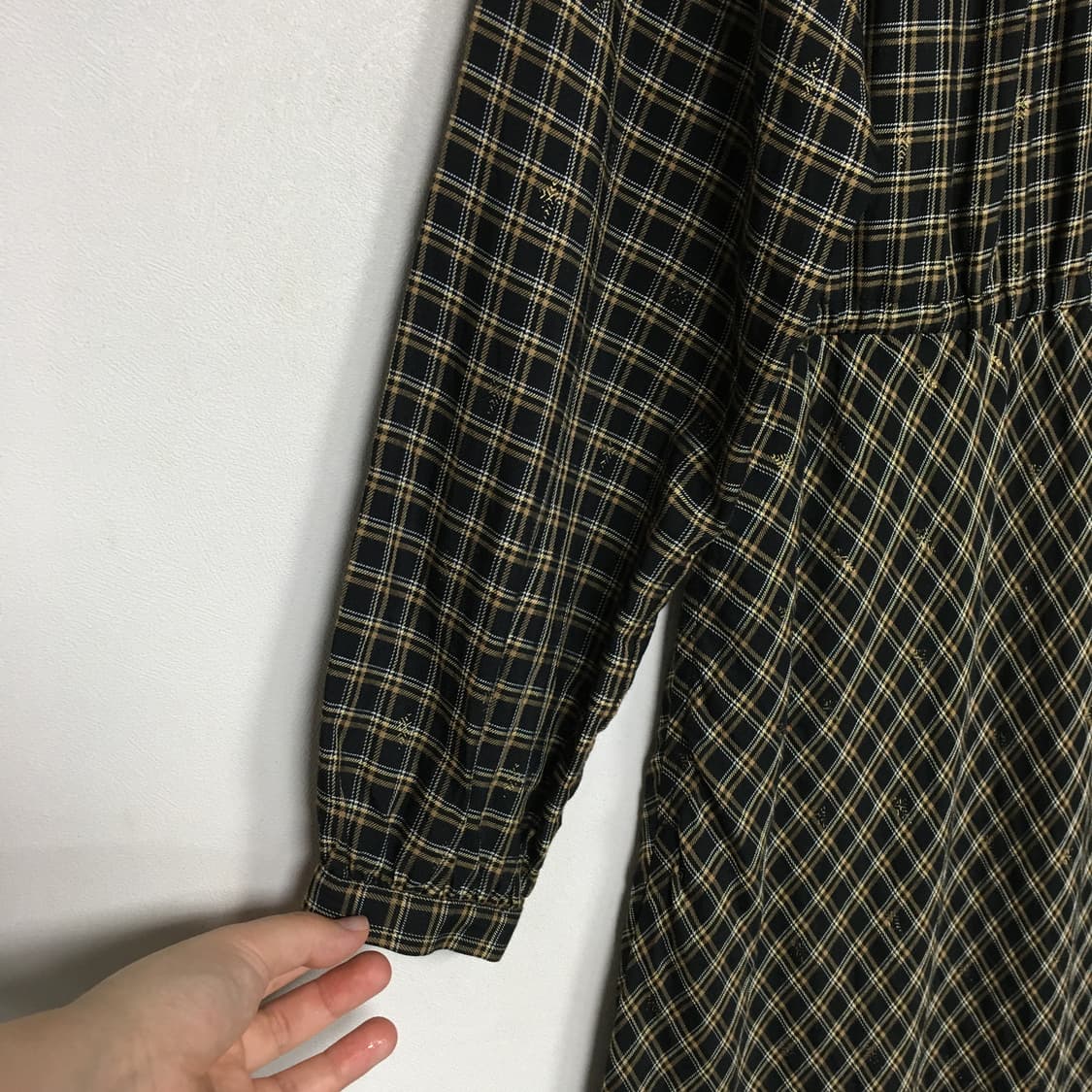 써스데이아일랜드 체크 롱 원피스 S 상품이미지4