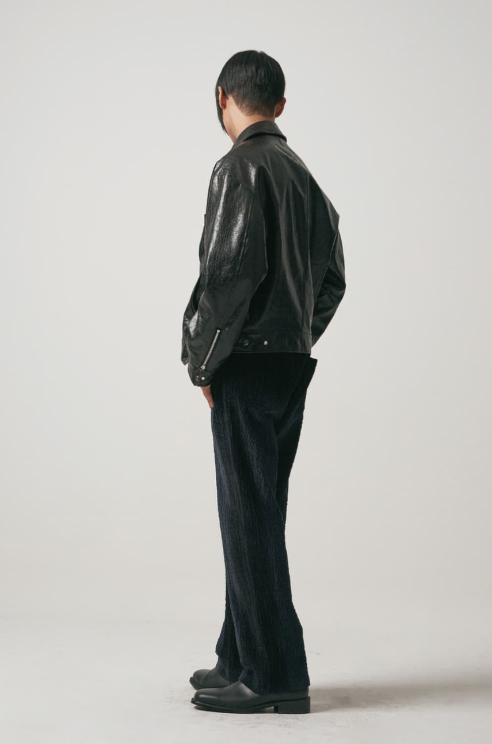노이어 크랙 크롭레더 자켓(블랙) 상품이미지3
