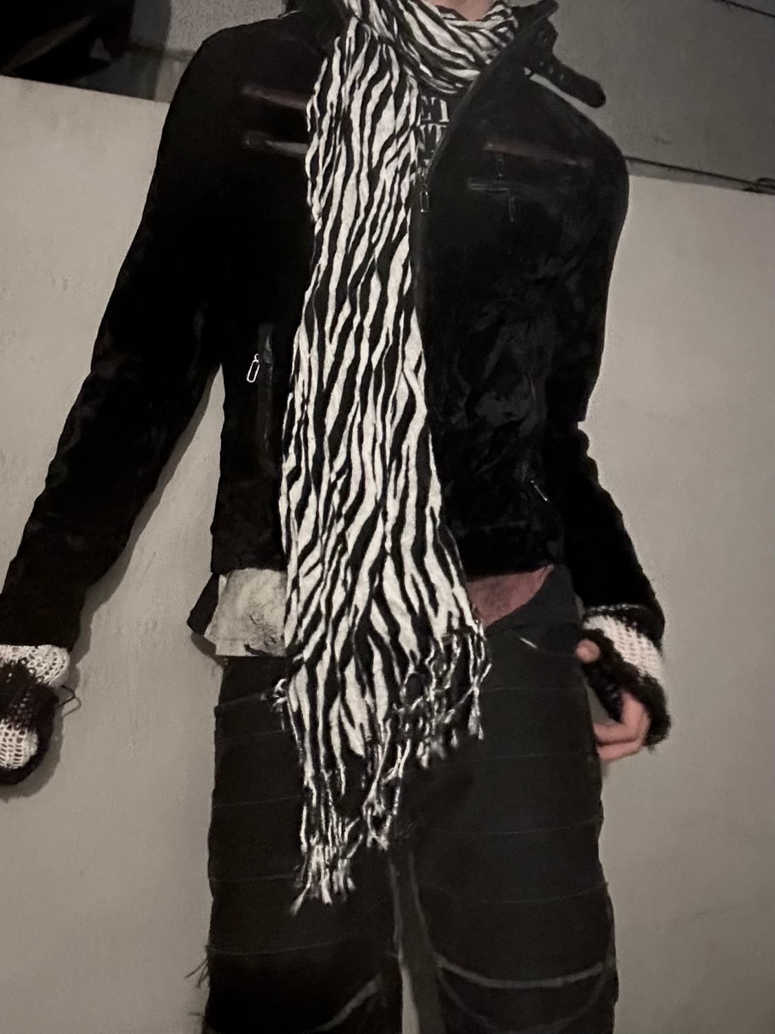 2000s JPN 락시크 벨벳 더블지퍼 버클 라이더 자켓 상품이미지5