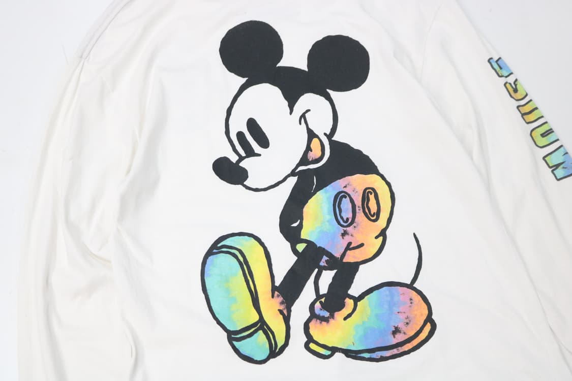 디즈니 정품 빈티지 미키 마우스 레인보우 다이 타이 롱 슬리브 (M) 상품이미지3