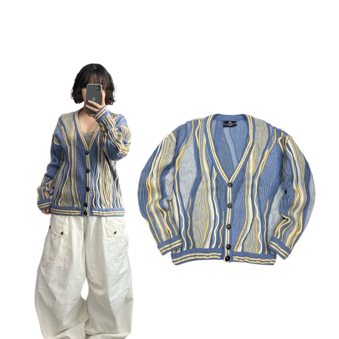 JPN 제팬 쿠지맛 케이블 니트 가디건 상품이미지1