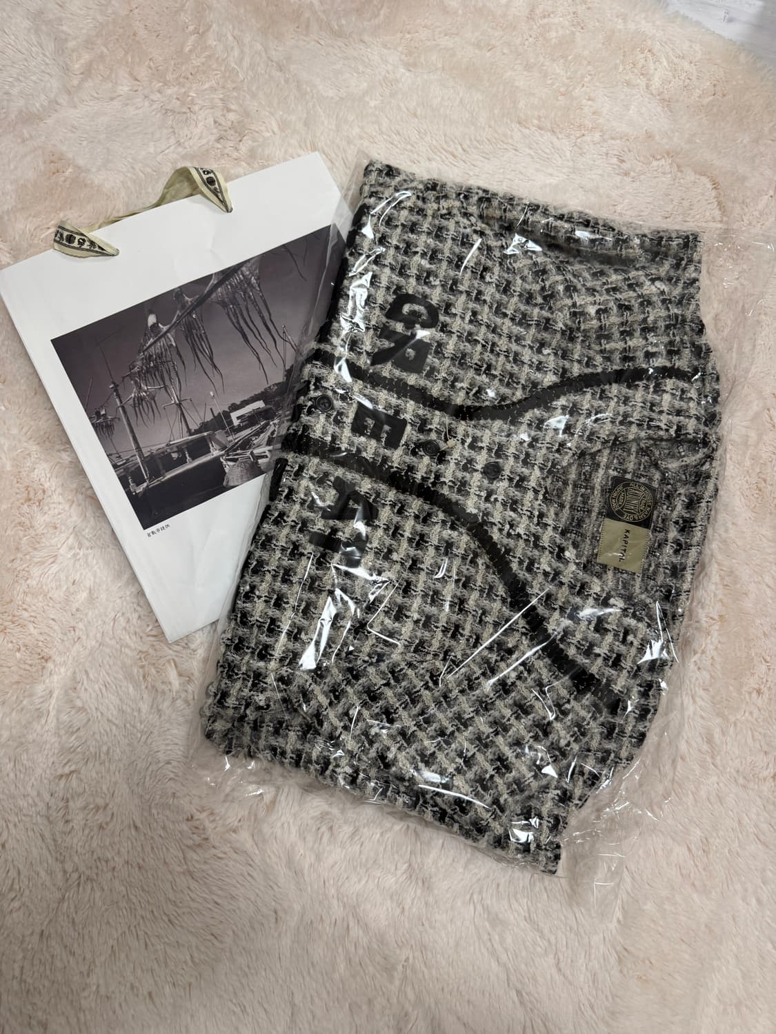 캐피탈 팬시 트위드 베이스볼 자켓 화이트 블랙(2) 상품이미지2