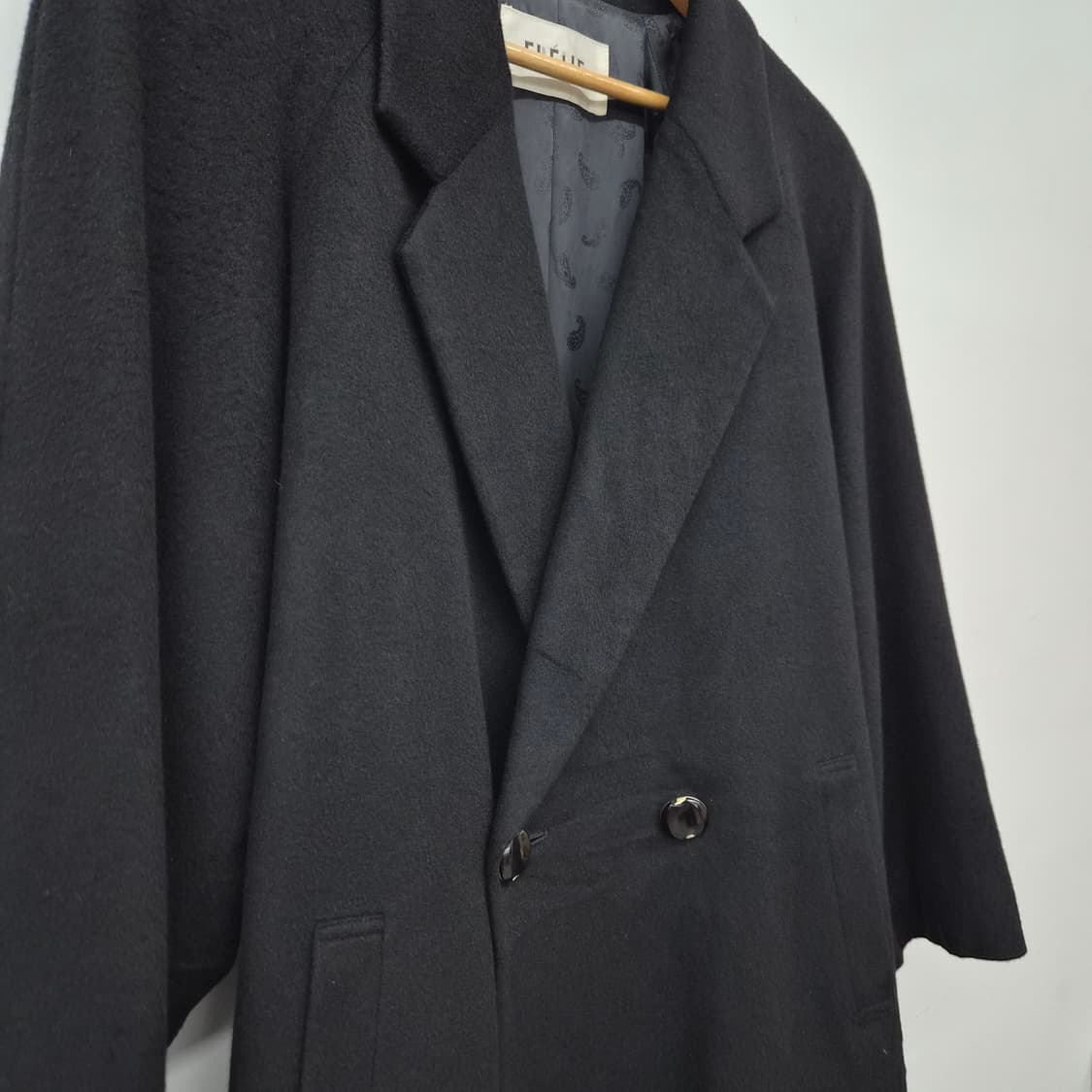 캐시미어 100%  블랙 더블 버튼 코트 남녀공용 M 상품이미지2