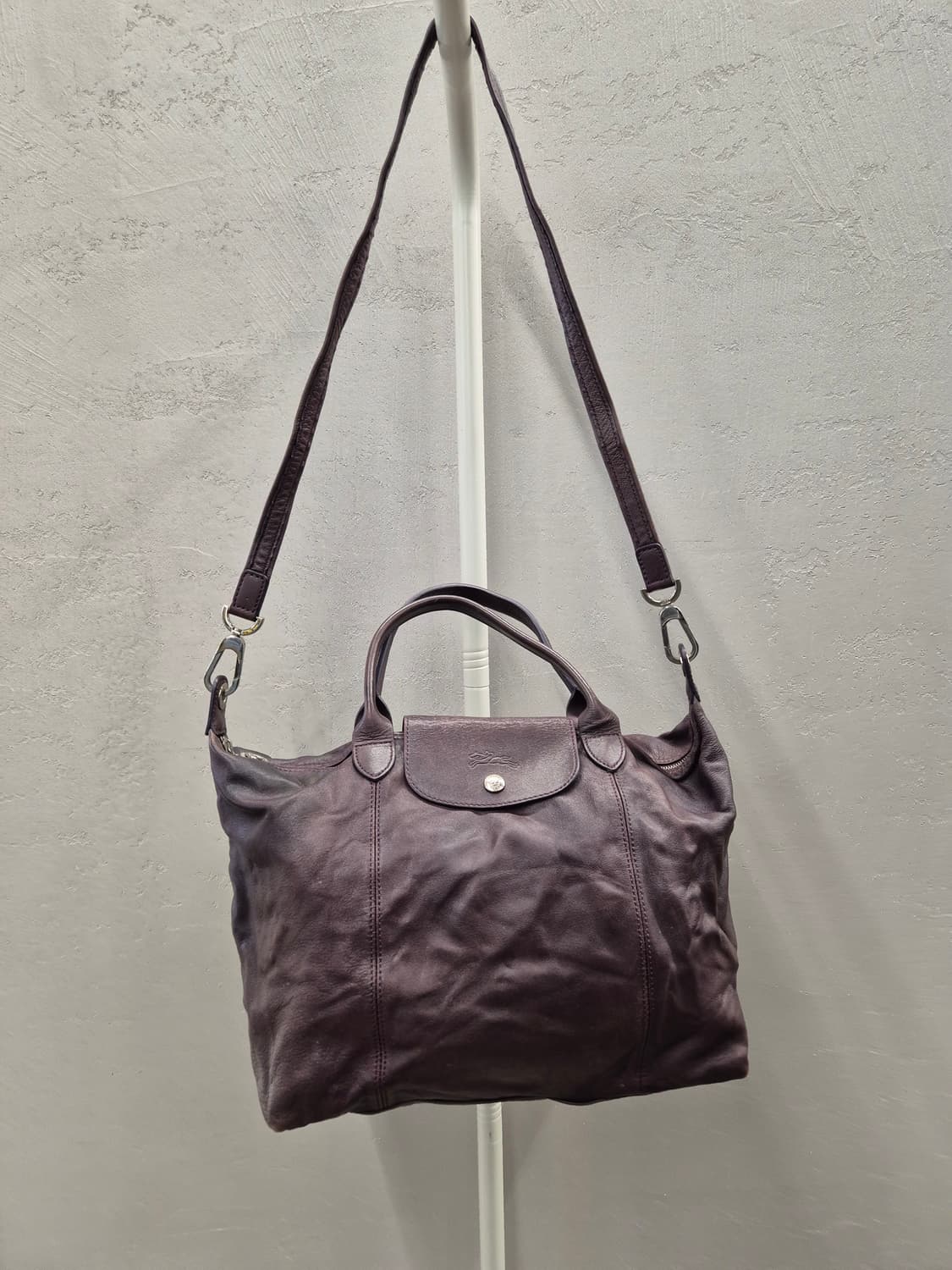 롱샴 르 플리아쥬 가죽 숄더백 (퍼플) 상품이미지2
