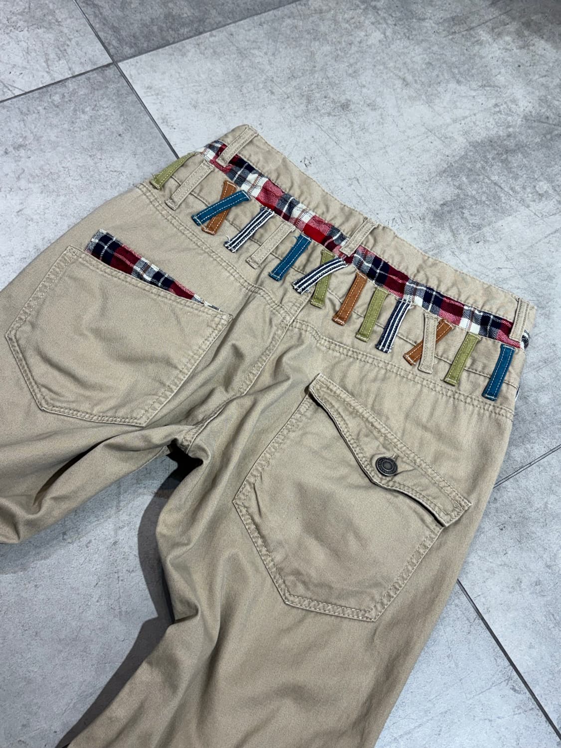 체크 레이어드 지퍼 디테일 와이드 팬츠 상품이미지9