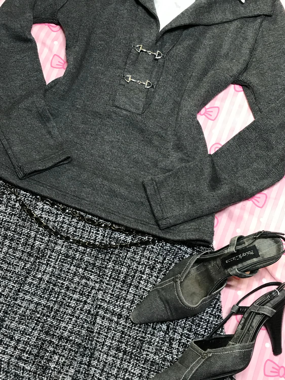 THEORIA 셔츠레이어드 니트 y2k 상품이미지2