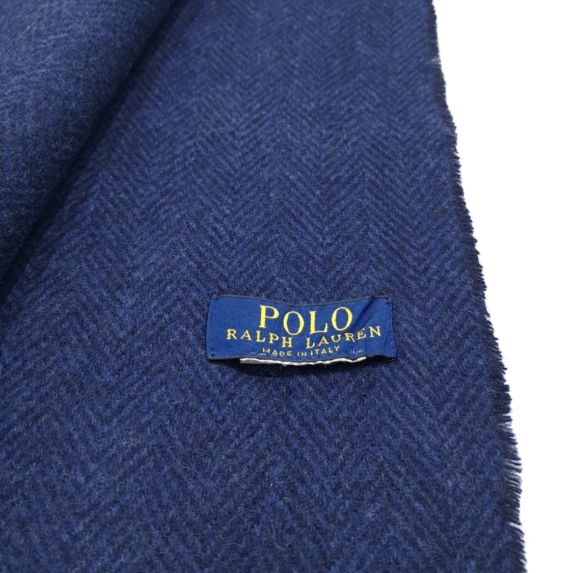 MX637 폴로 90s 이태리판 울 양면체크헤링본 네이비 머플러목도리 상품이미지5