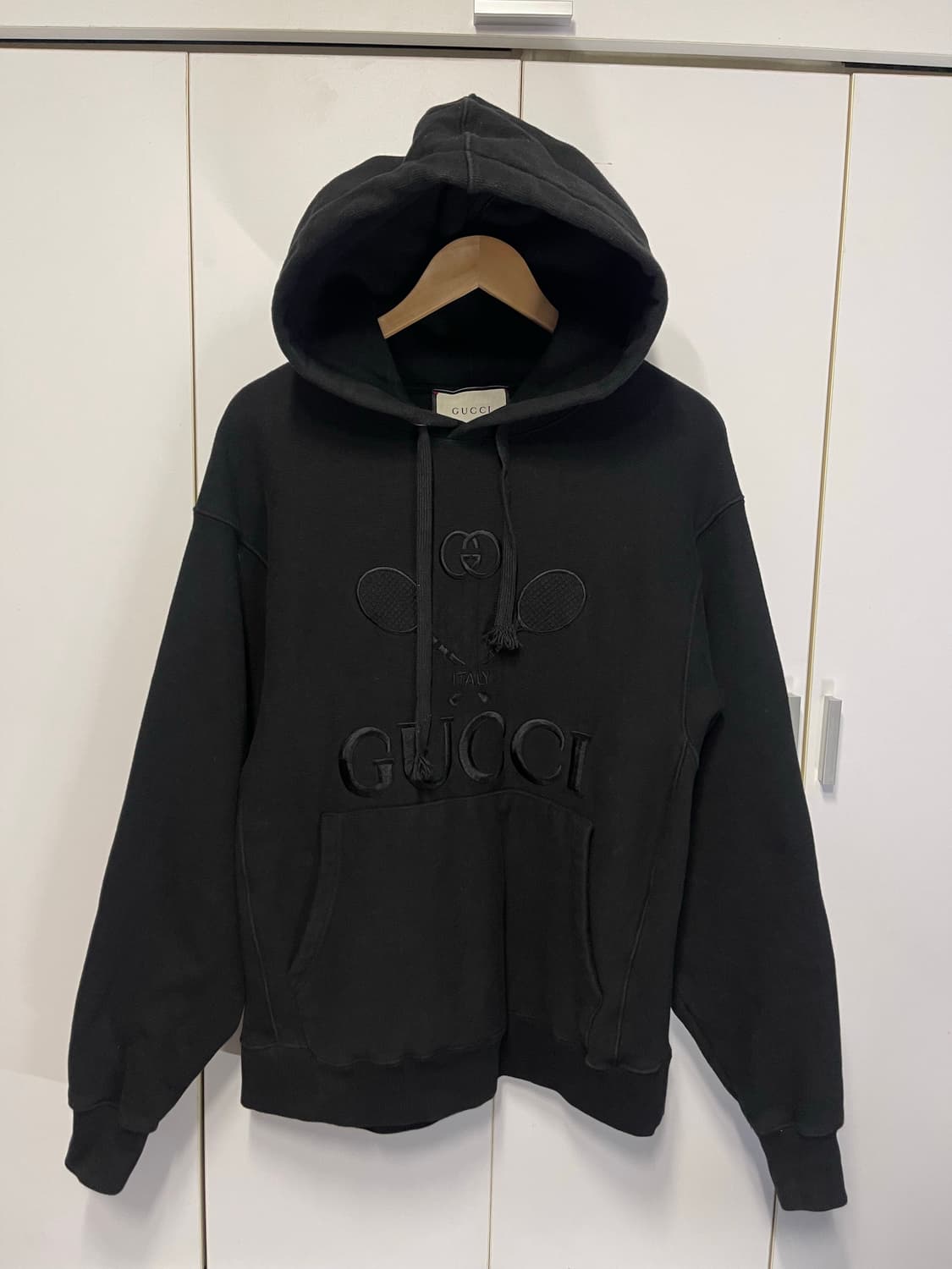 구찌 테니스 자수 후드티 블랙 S 상품이미지1