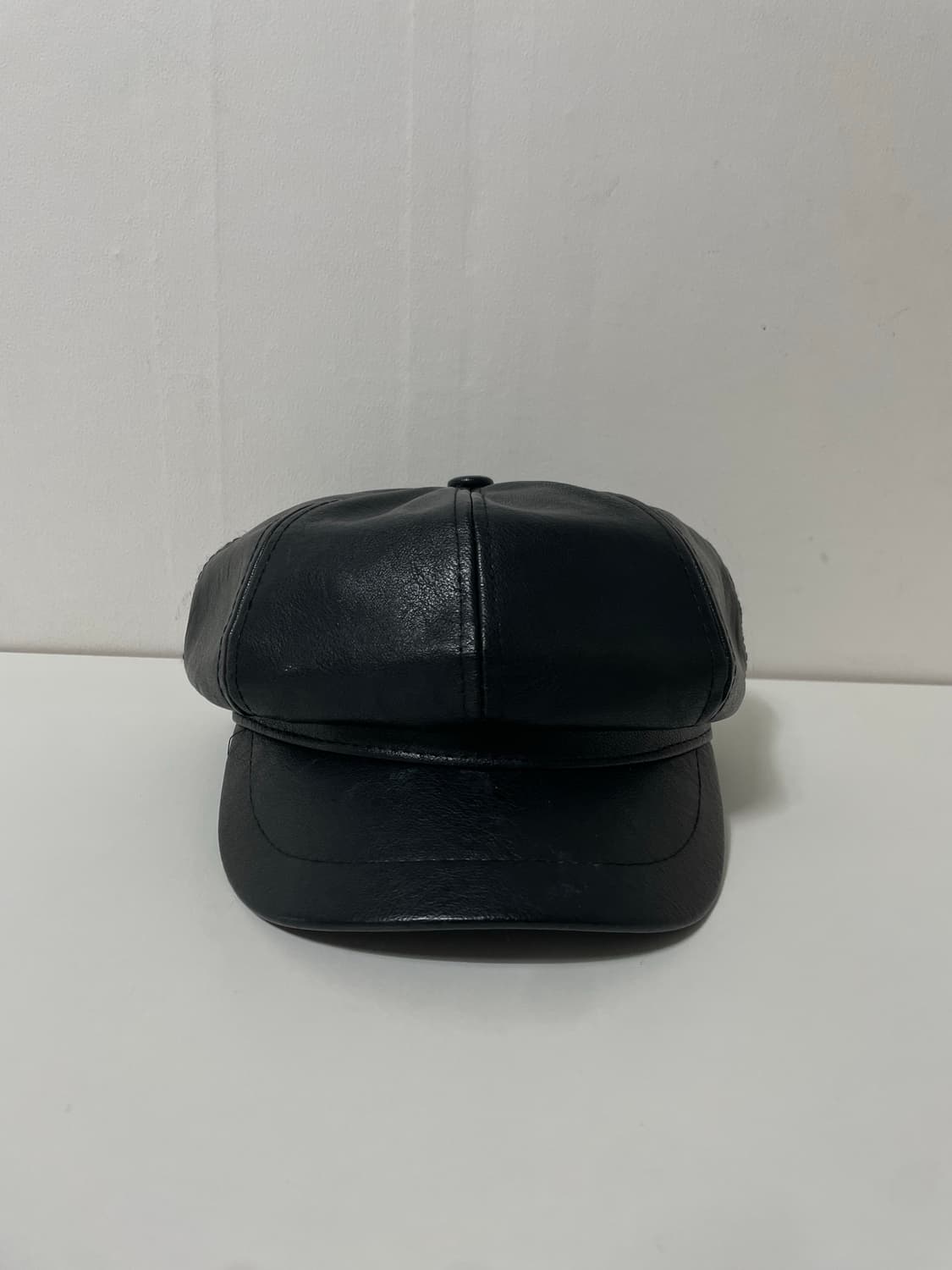 블랙 레더 가죽 뉴스보이캡 헌팅캡 모자 상품이미지1