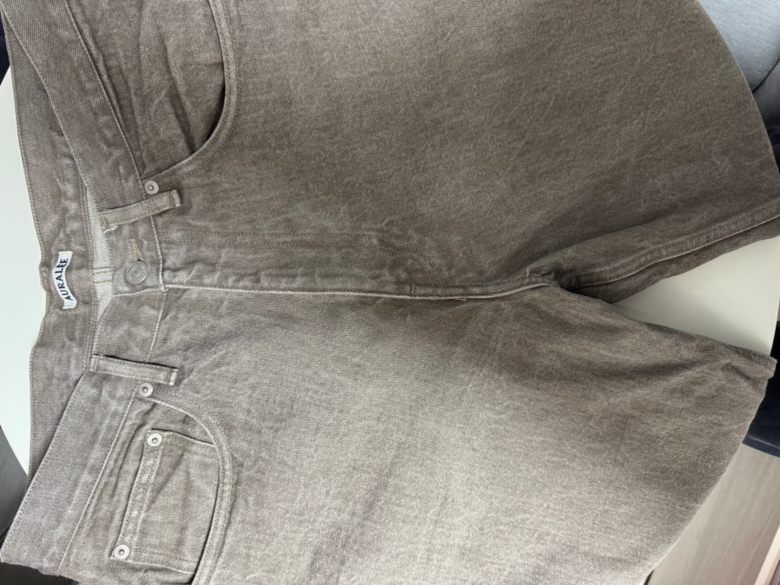 오라리 하드 트위스트 브라운 데님 와이드 팬츠 23AW 32사이즈 상품이미지1