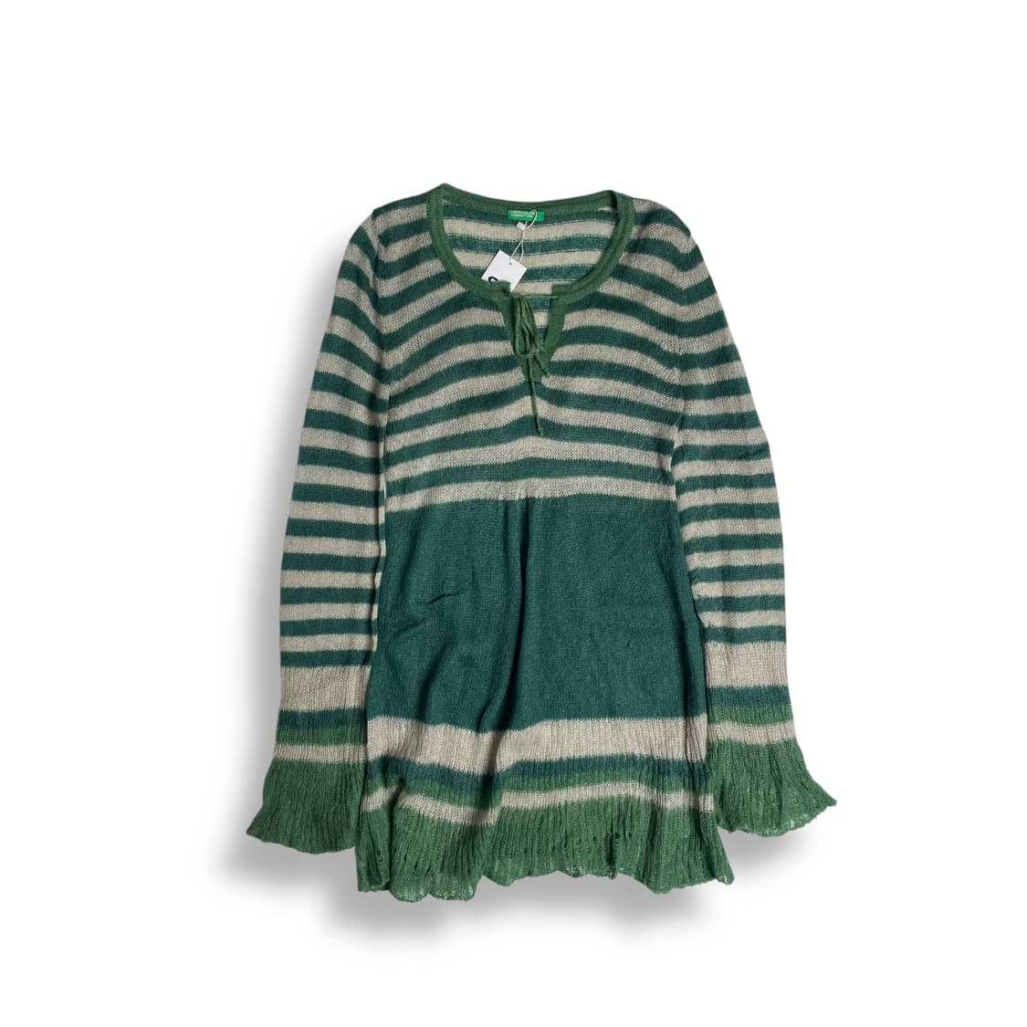 베네통 그린 스트라이프 모헤어 블렌드 니트 (italy)   상품이미지1