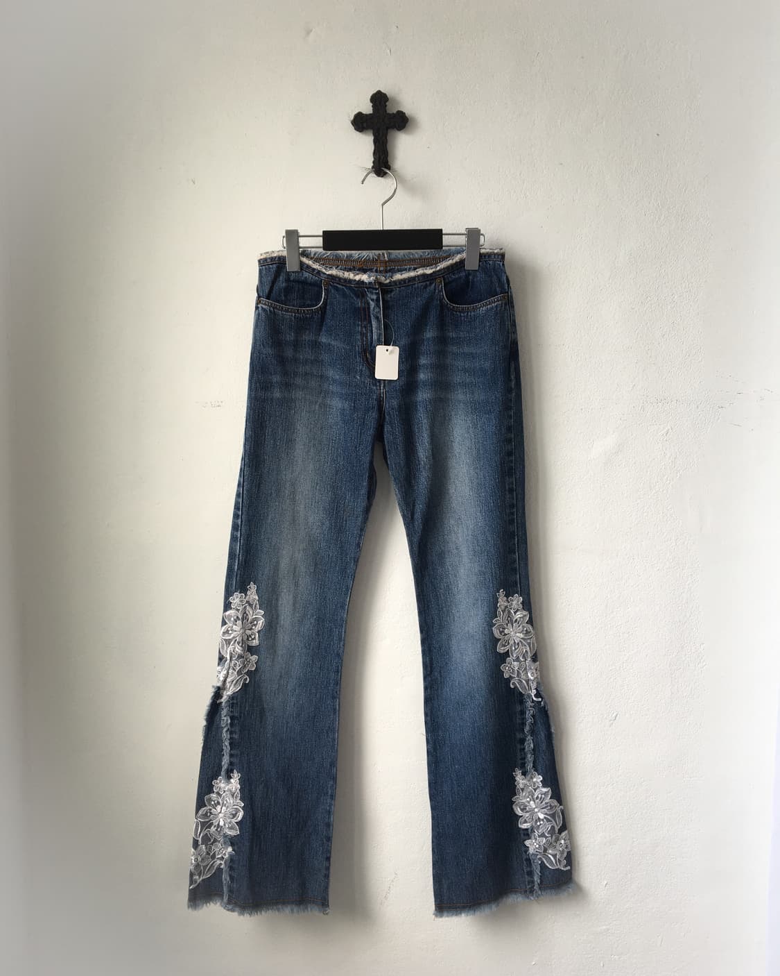 lace trimming denim pants 상품이미지1
