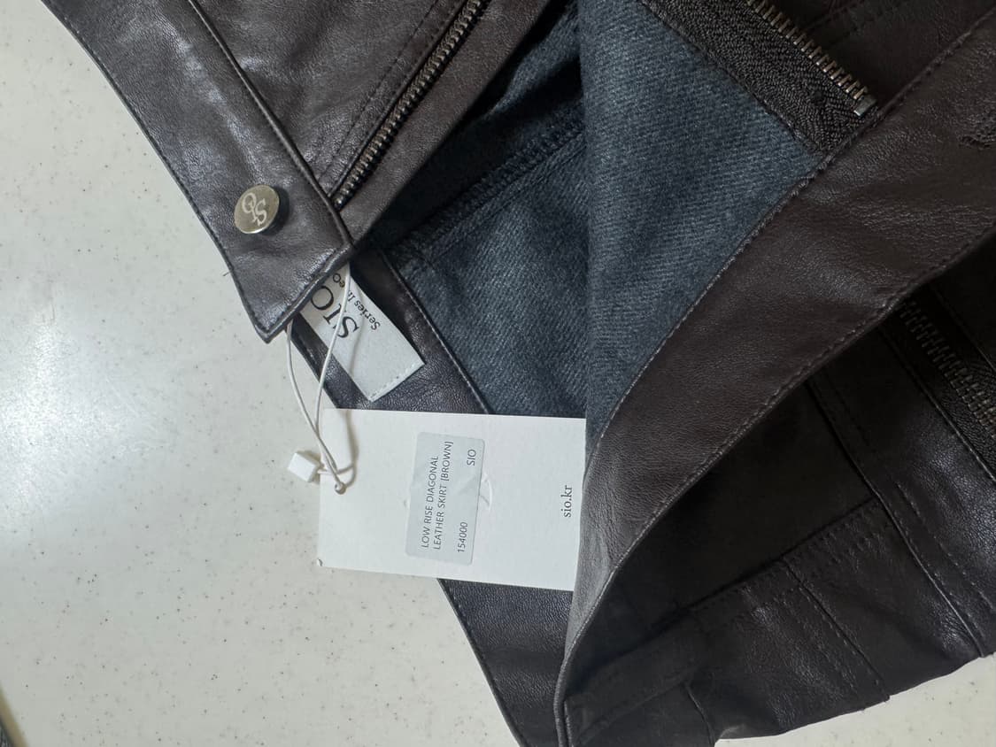 시오 로우라이즈 레더 스커트 브라운 상품이미지2