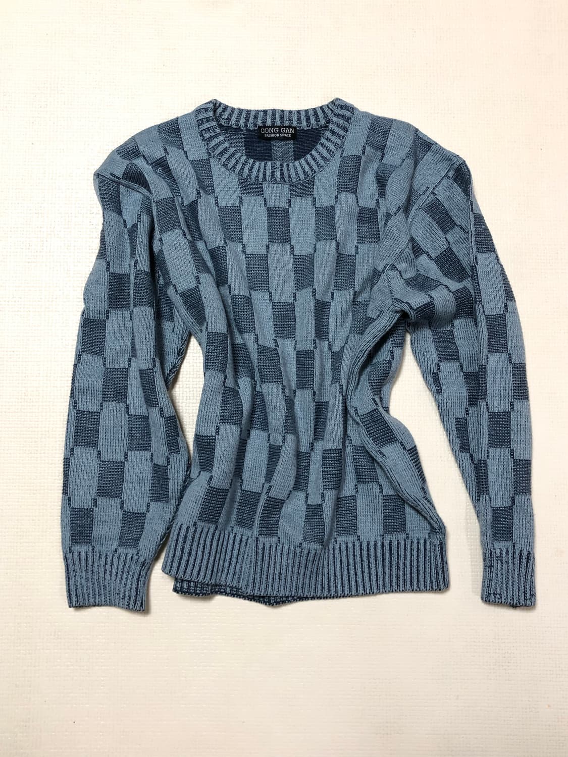 빈티지 블루 체커보드 니트 상품이미지8