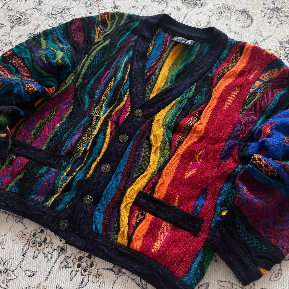 쿠지 오스트레일리아 퓨어 울 3D 케이블 가디건 상품이미지1