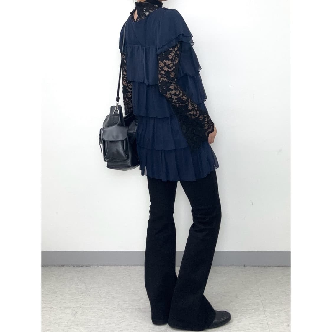 빈티지 네이비 프릴 원피스 상품이미지4