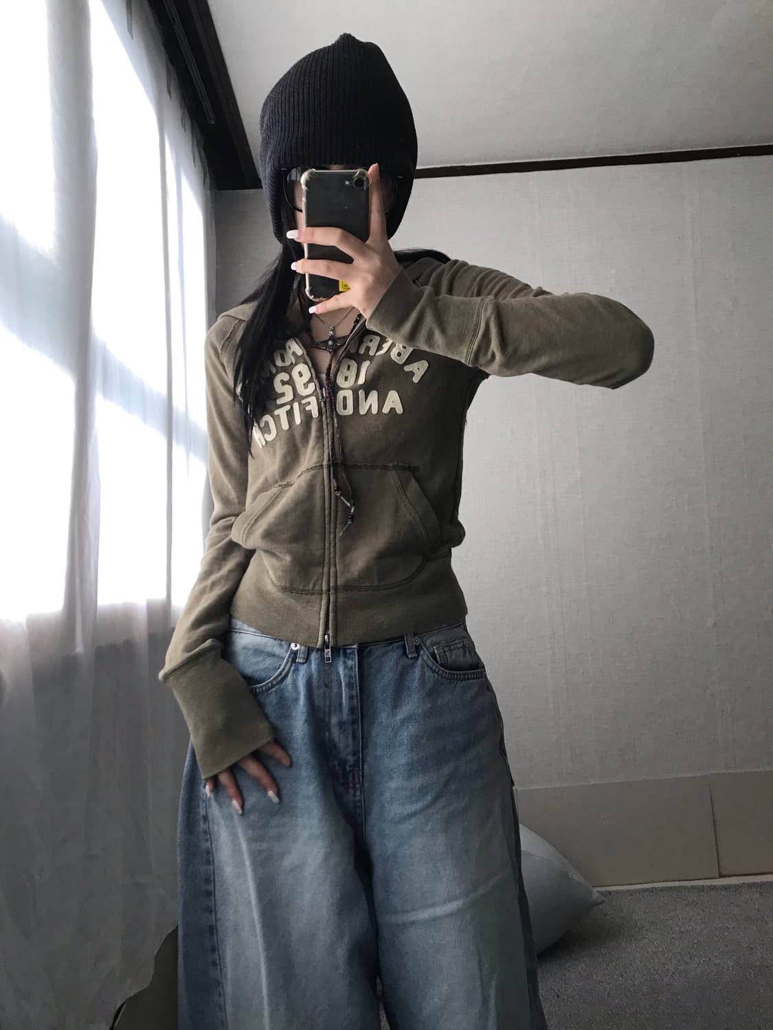 아베크롬비 카키 투웨이 후드집업 상품이미지4