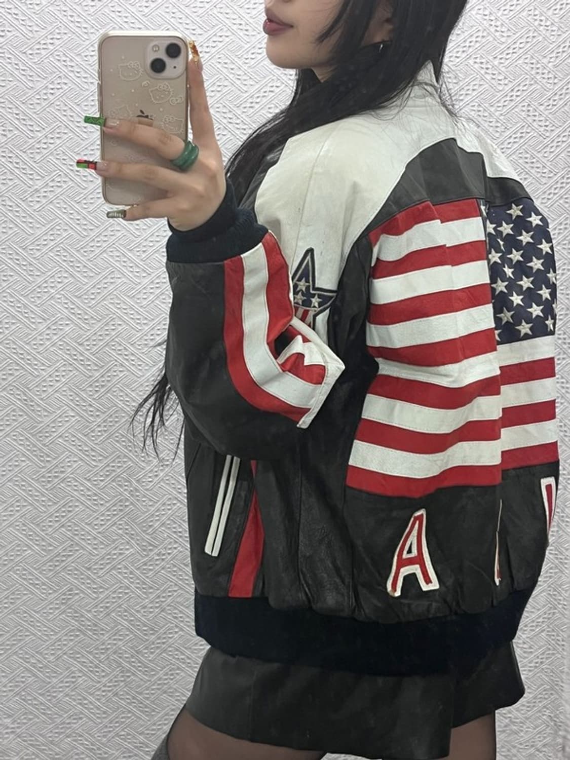 플래그2 빈티지 스트릿 힙합 성조기 가죽자켓 L C09511 상품이미지1