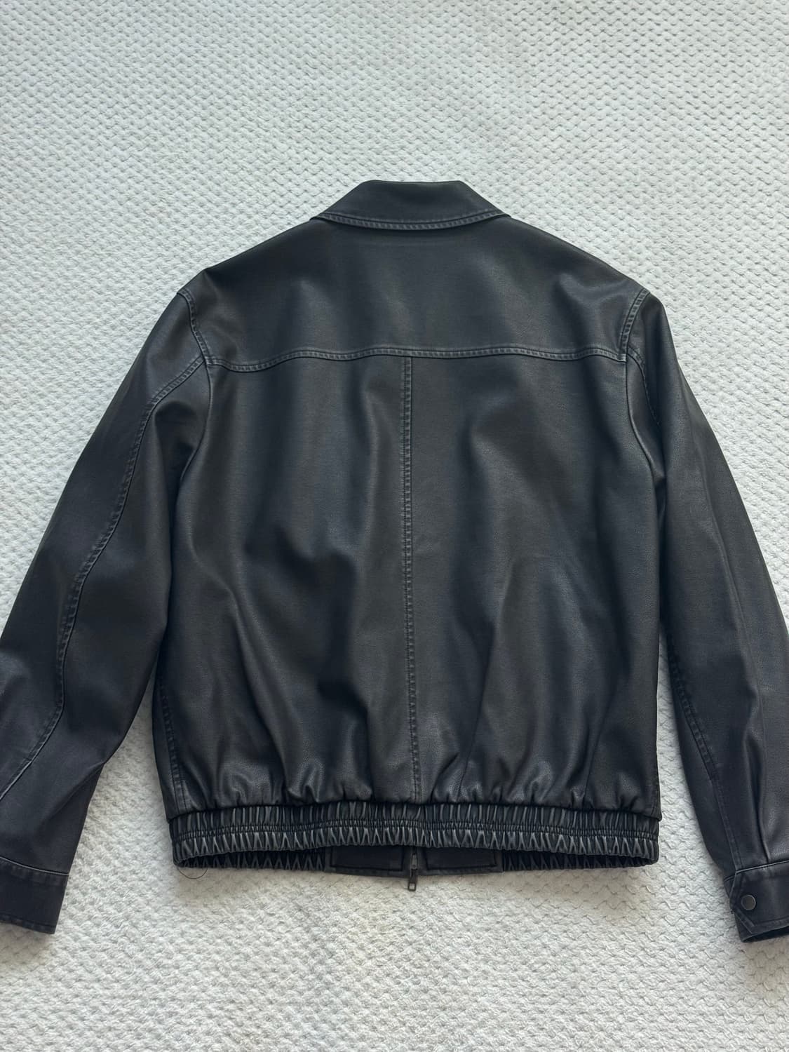 애습 페이디드 레더 자켓 - 워시드 블랙 상품이미지5