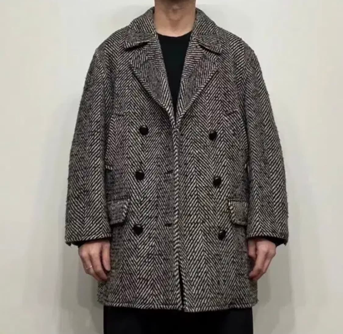 아쿠아스큐텀 헤링본 울 더블 코트 상품이미지1