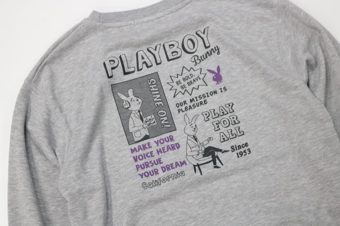 플레이보이 빈티지 그래픽 백프린팅 멜란지 맨투맨 상품이미지3