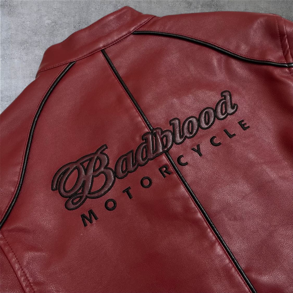 배드블러드 Badblood 레드 빅터 크롭 레더 레이싱자켓 S 상품이미지7