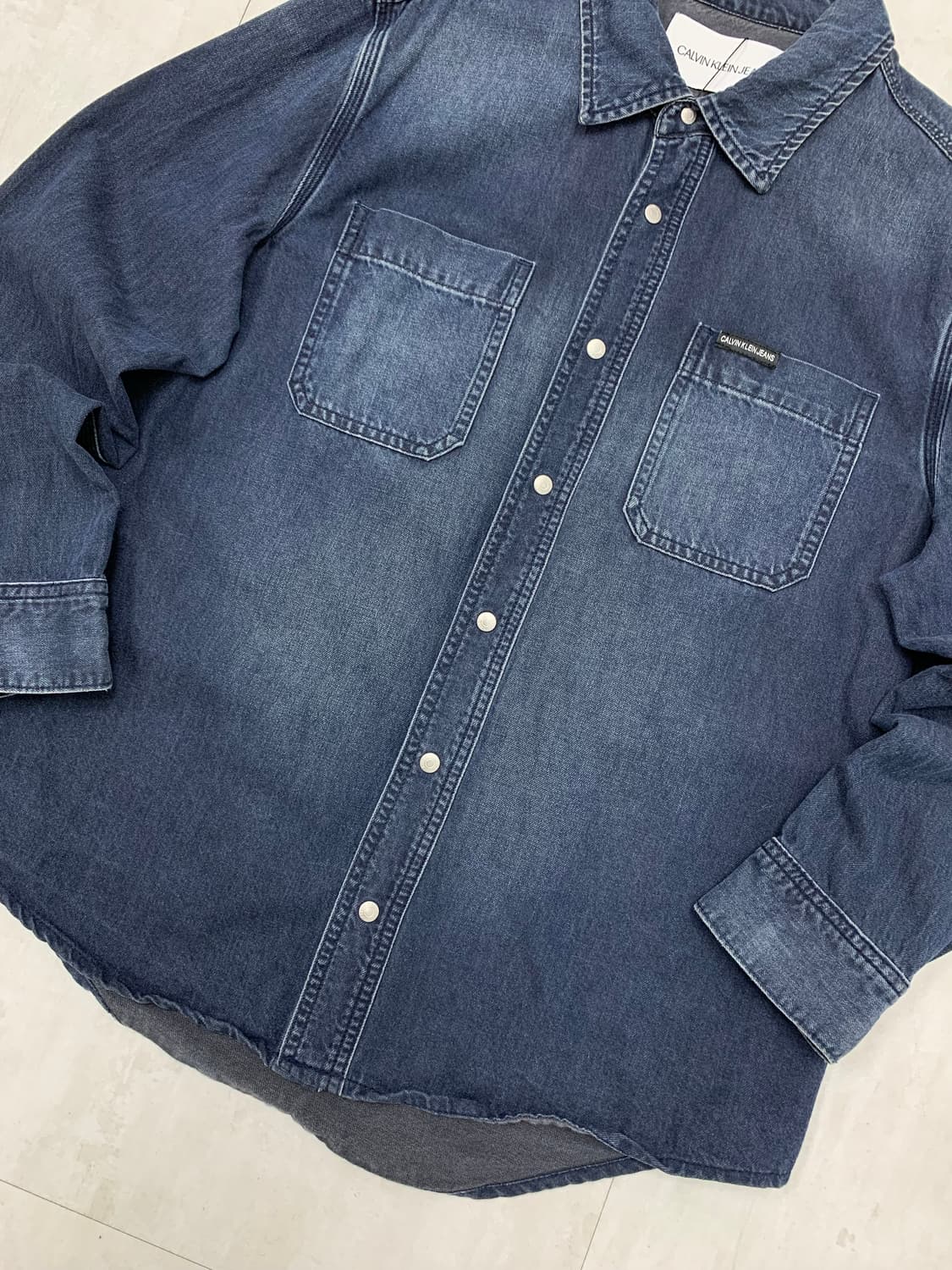 캘빈클라인 진청 워싱 데님 셔츠#674 상품이미지3