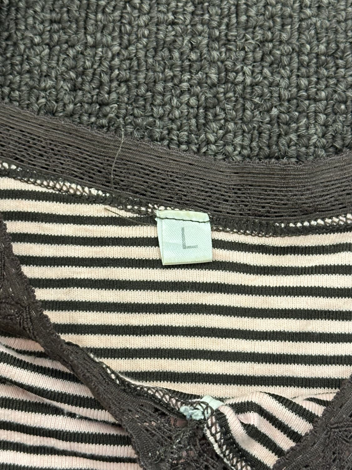 L)Japanese vintage 여성 브라운 핑크 레이스 나시 상품이미지3