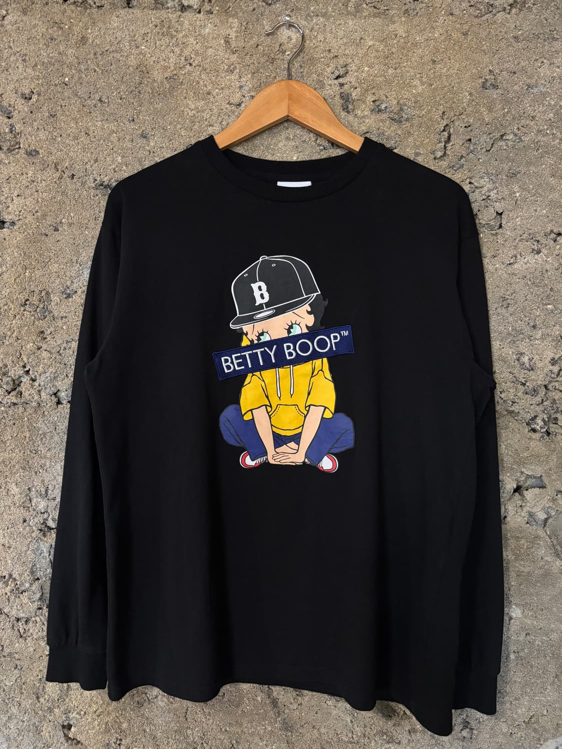 Betty Boop 블랙 롱슬리브 티셔츠 상품이미지1