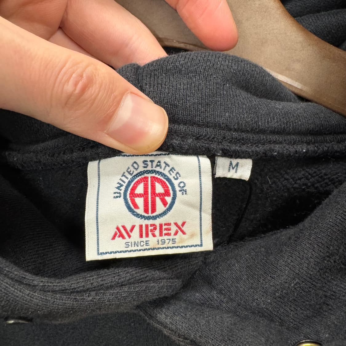 00s 아비렉스 후드티 전면 클로딩 75 프린팅 포인트 블랙 상품이미지8