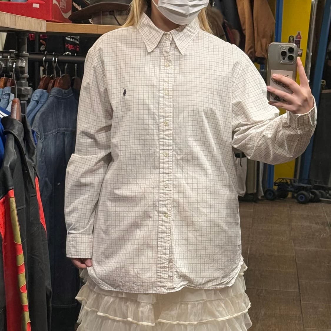 [HI] 폴로 랄프로렌 긴팔셔츠 체크 화이트  상품이미지1