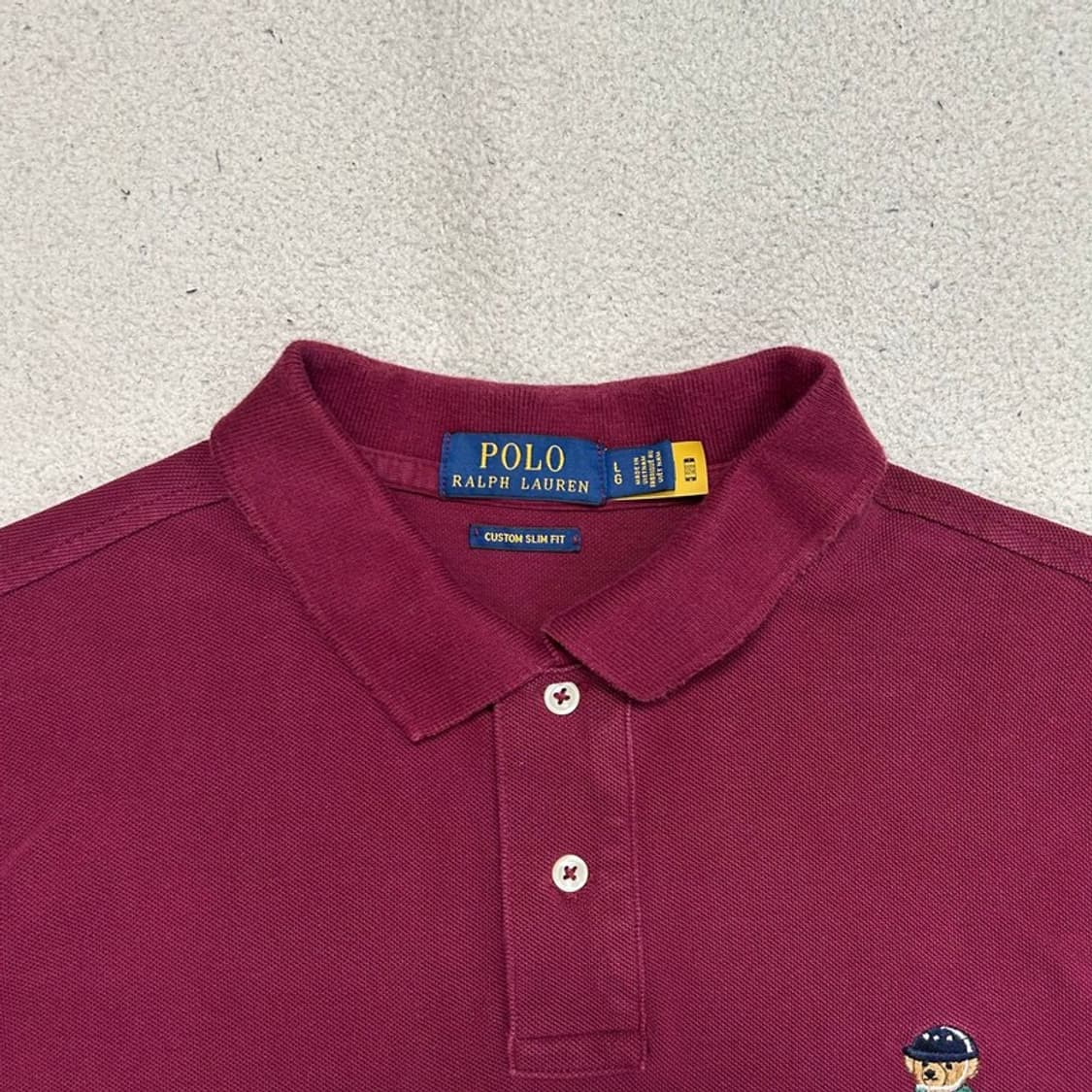RALPH LAUREN 베어 반팔 카라티 버건디 L 상품이미지5