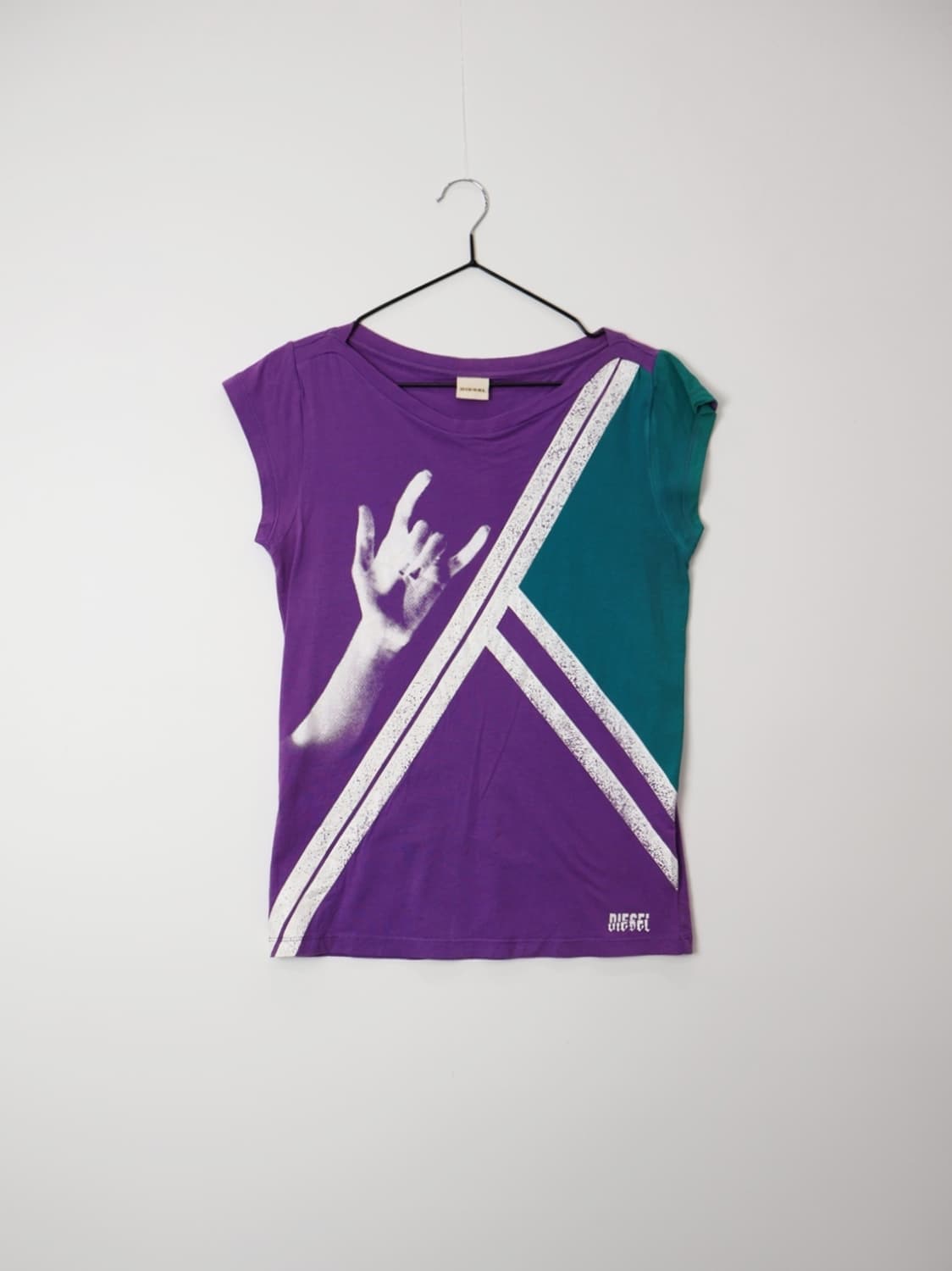 Diesel Purple Teal Rock On Print T-Shirt 상품이미지5