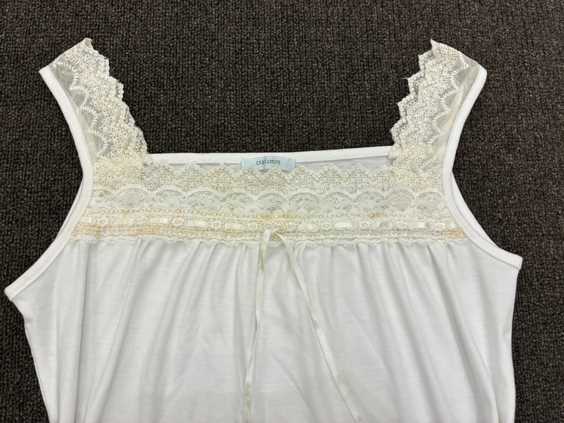 L)Japanese vintage 여성 레이스 디테일 화이트 나시 상품이미지2