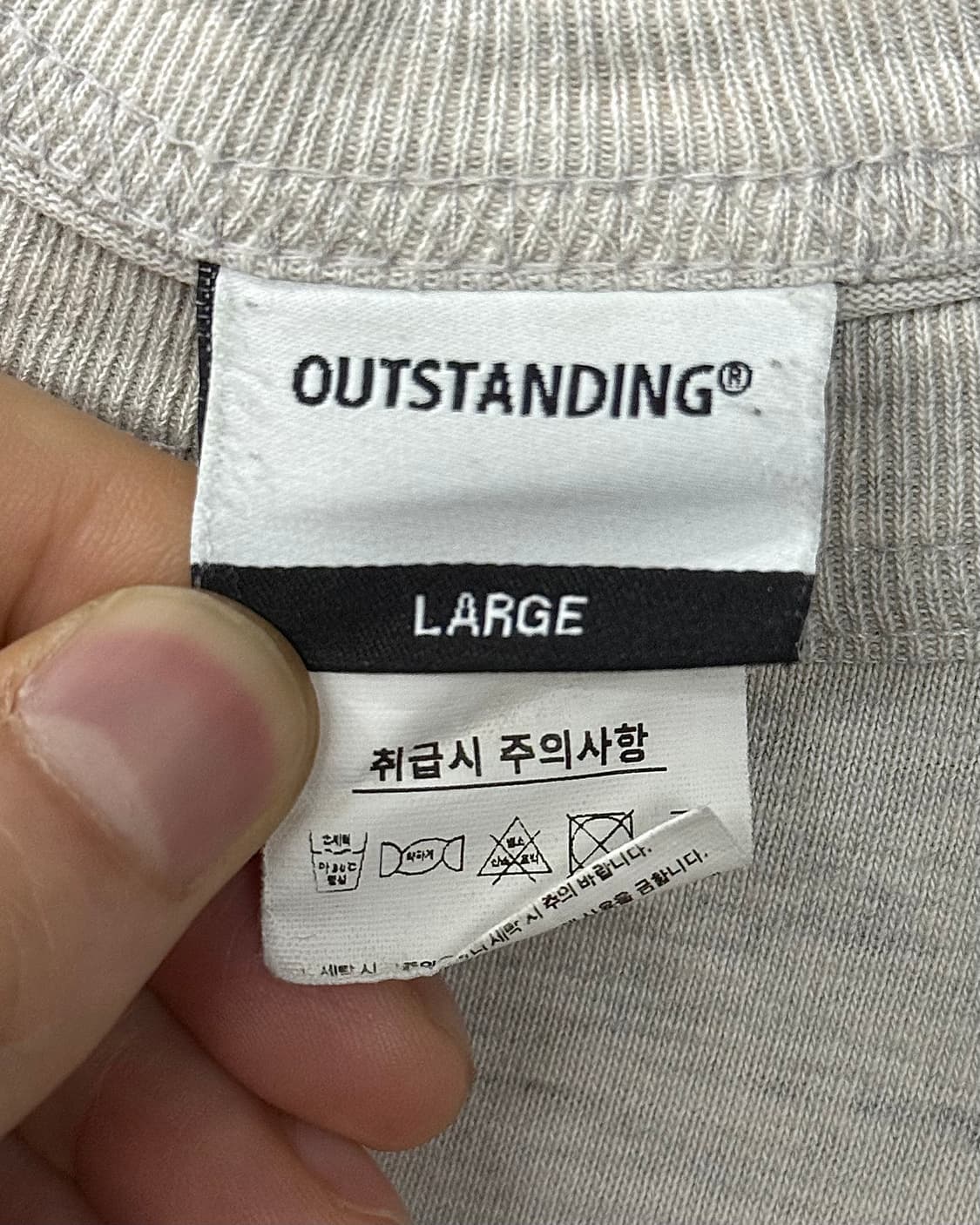 아웃스탠딩 플라잉 타이거 오버핏 회색 그레이 반팔 L 멜란지 프린팅 타투 상품이미지5