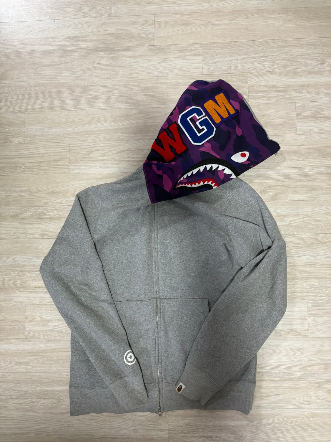 베이프 퍼플카모 샤크후드집업 xl 판매합니다 상품이미지2