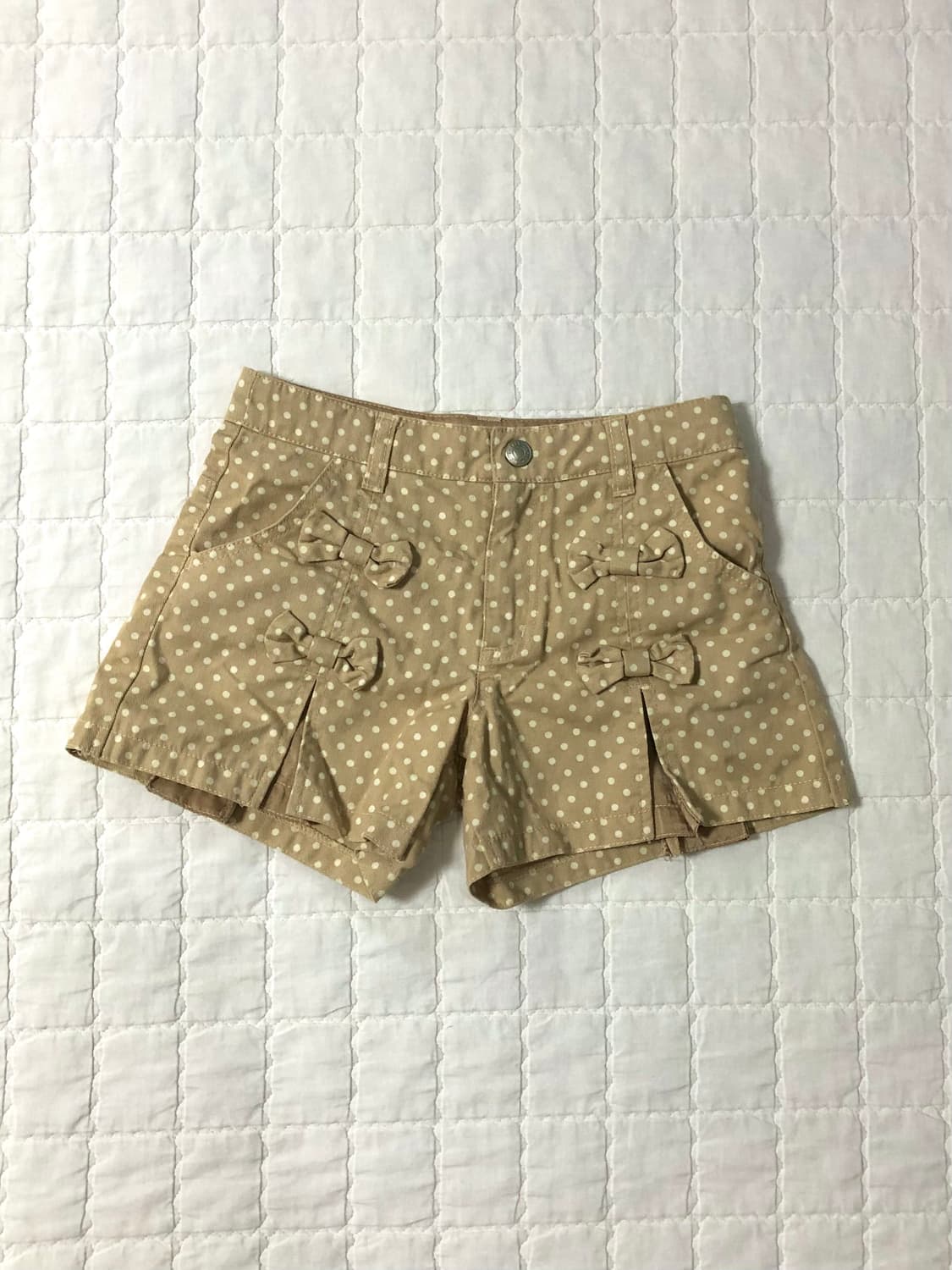 셜리템플 도트 리본 반바지 베이지 모리걸 니혼진 너드 러블리 라떼갸루 상품이미지1