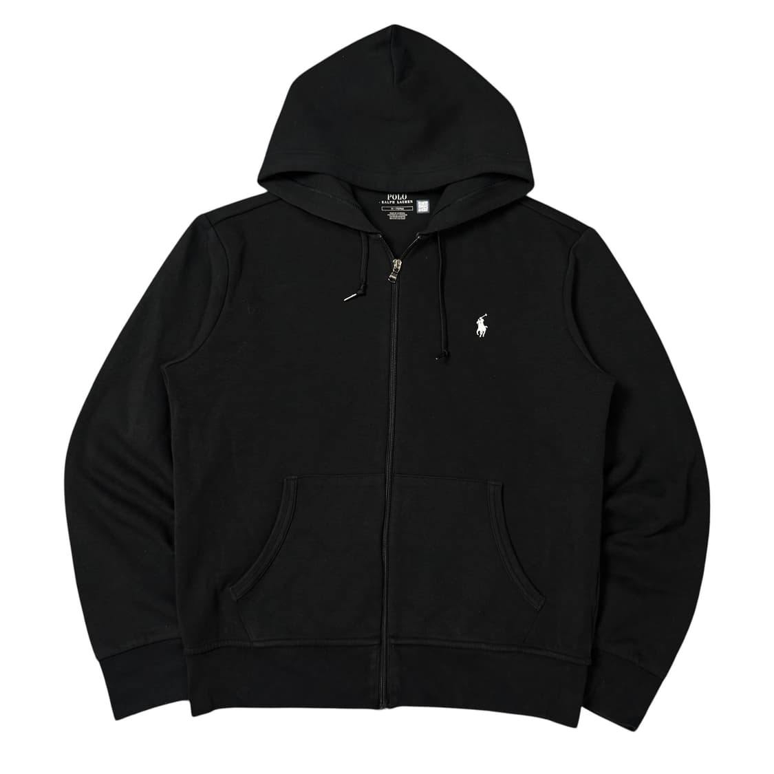 (M) 폴로 랄프로렌 QR라벨 더블 니트 풀 지퍼 후디 블랙 상품이미지1