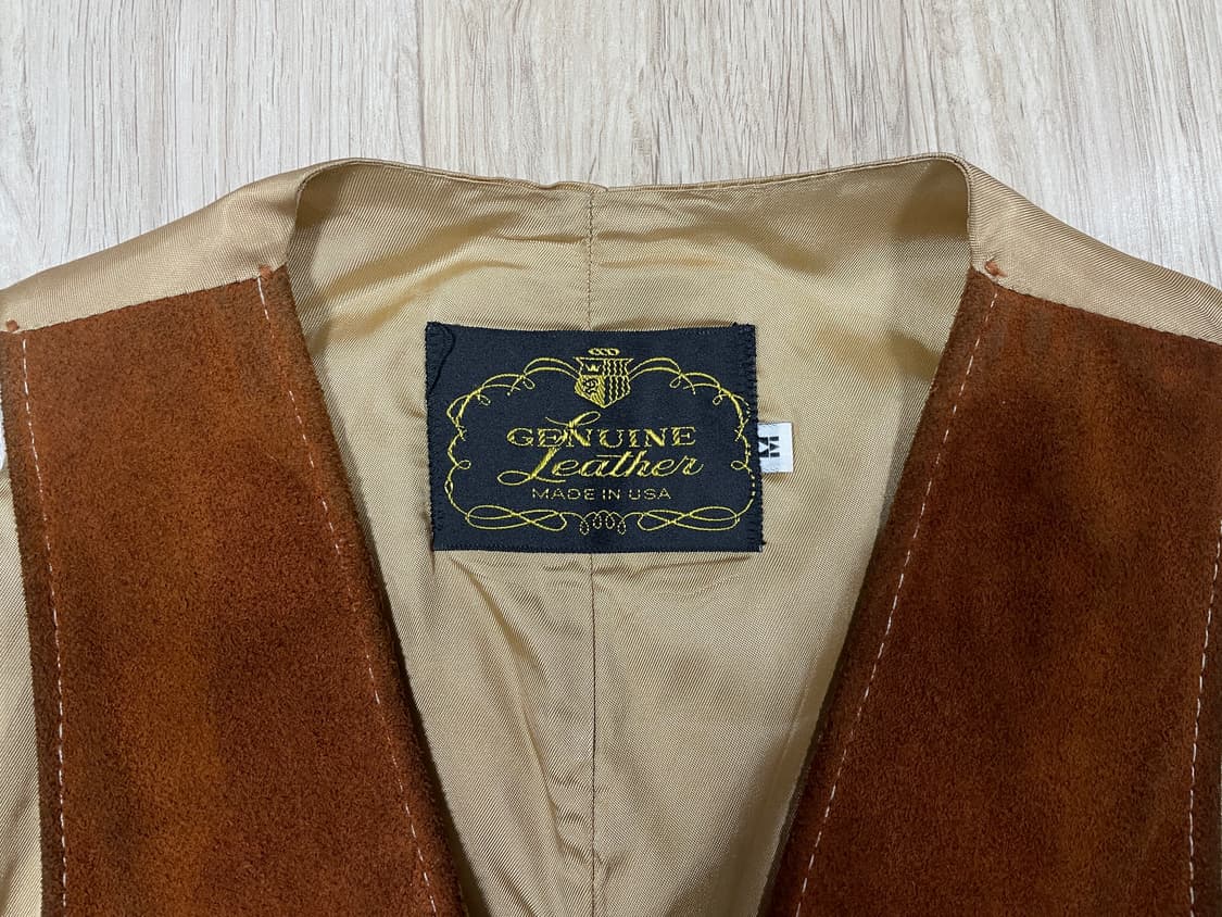 95) 70's 미국제 리얼 가죽스웨이드 웨스턴 베스트 상품이미지3