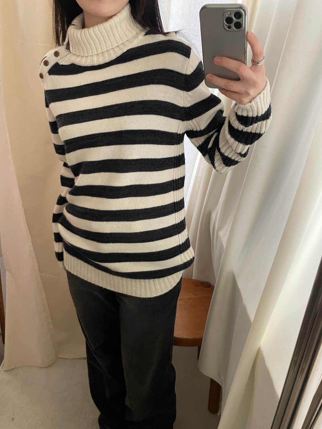 vintage button-up turtleneck knit 상품이미지8