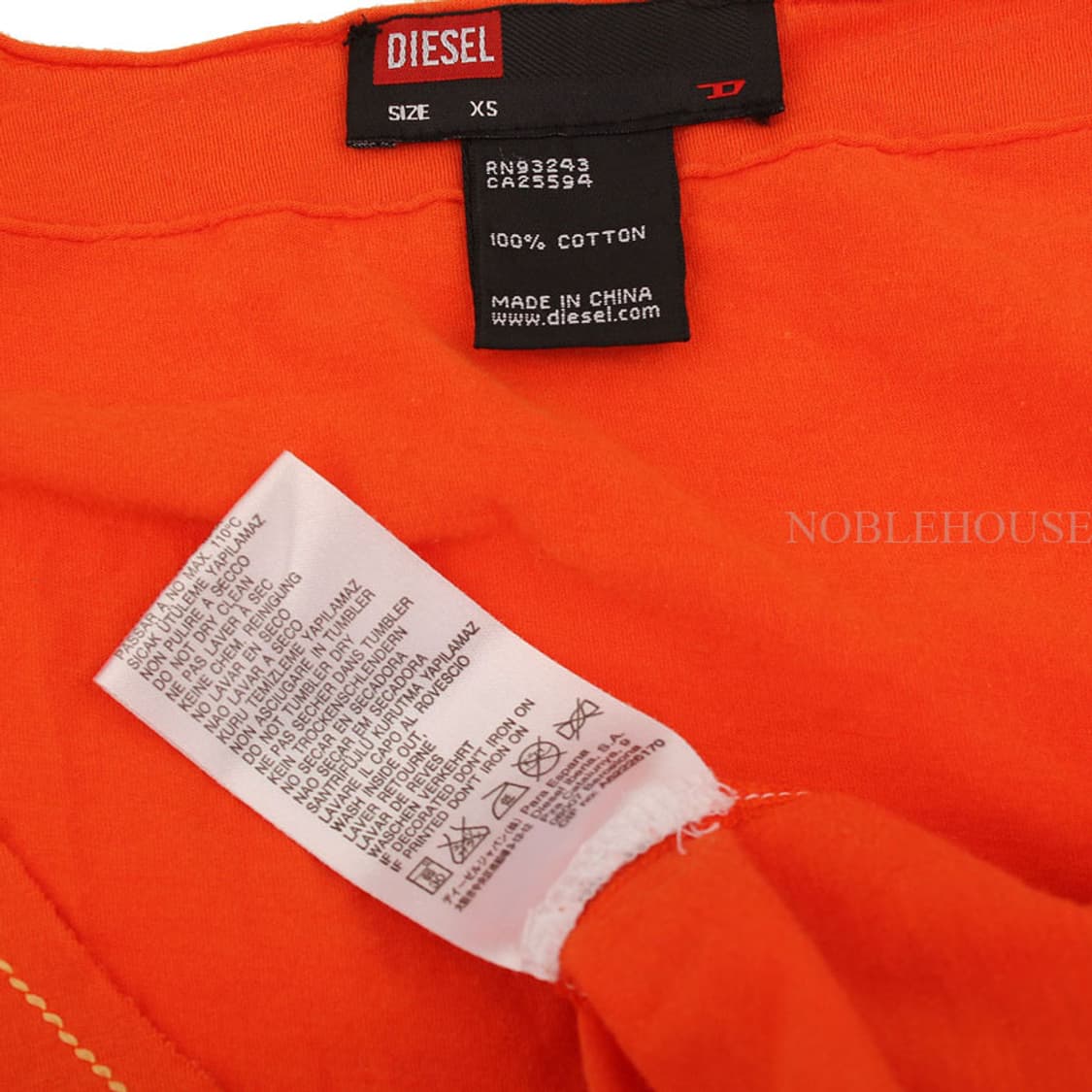 디젤 오렌지 스티치 티셔츠(XS) 상품이미지4