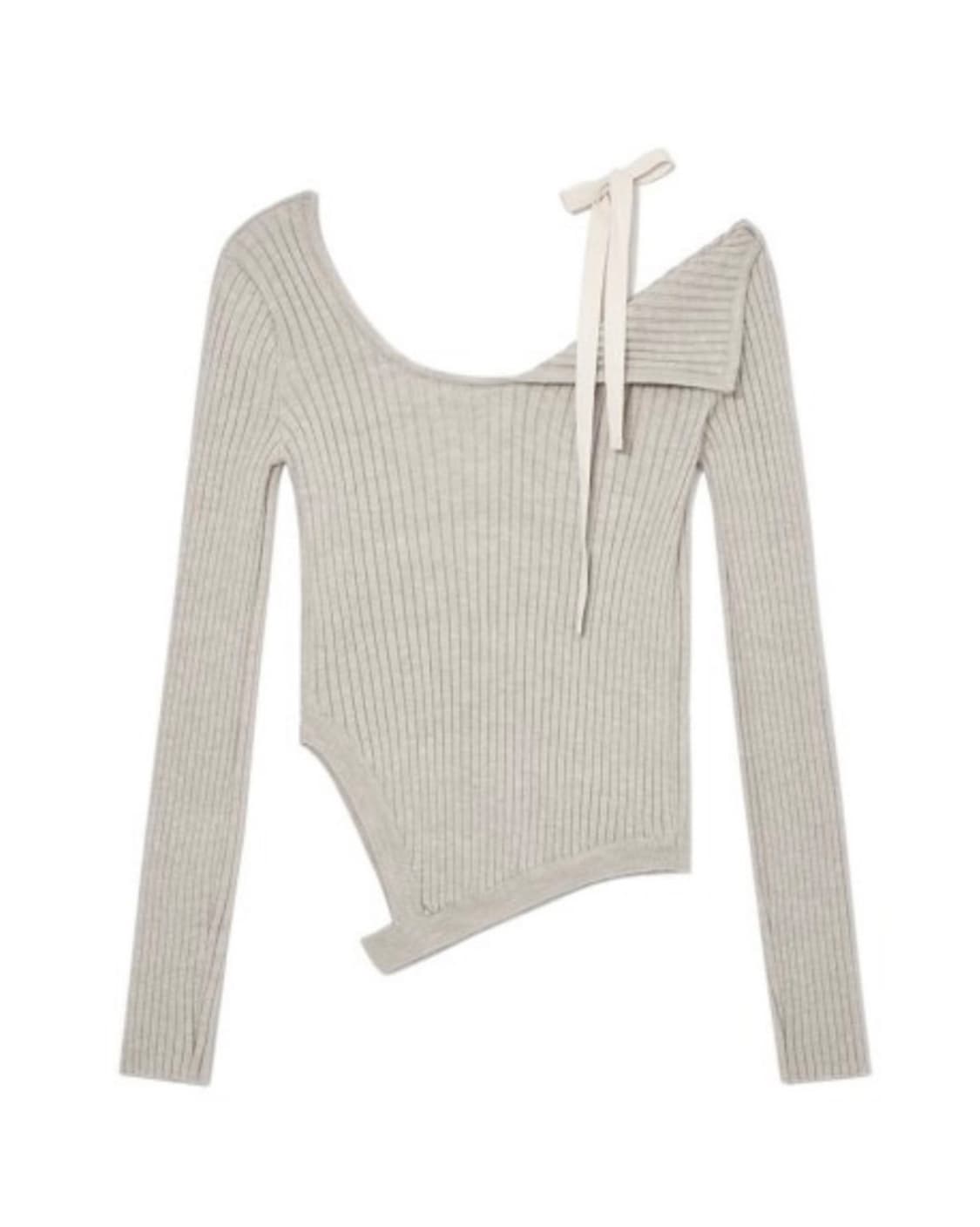 글로니 ISA Asymmetrical knit top oatmeal 상품이미지2
