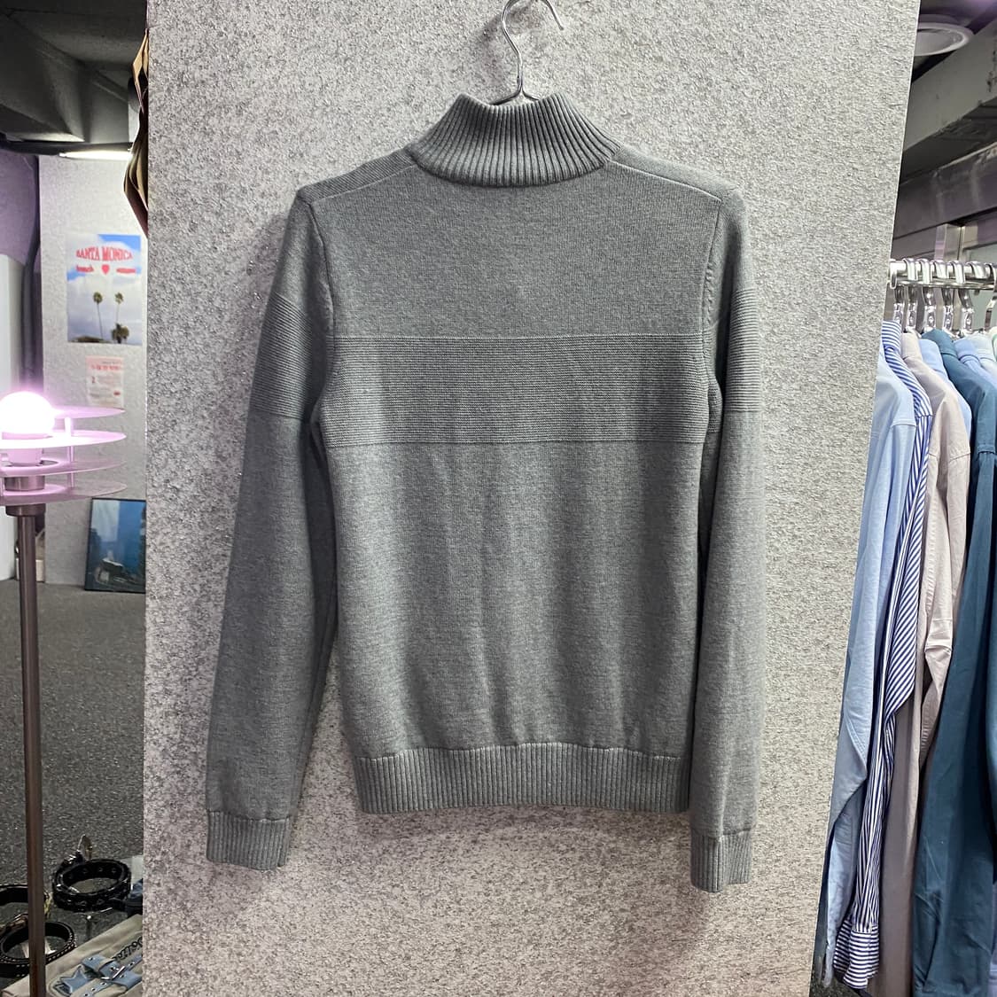 라코스테 스몰 로고 그레이 코튼 반집업 니트 B2979 상품이미지4