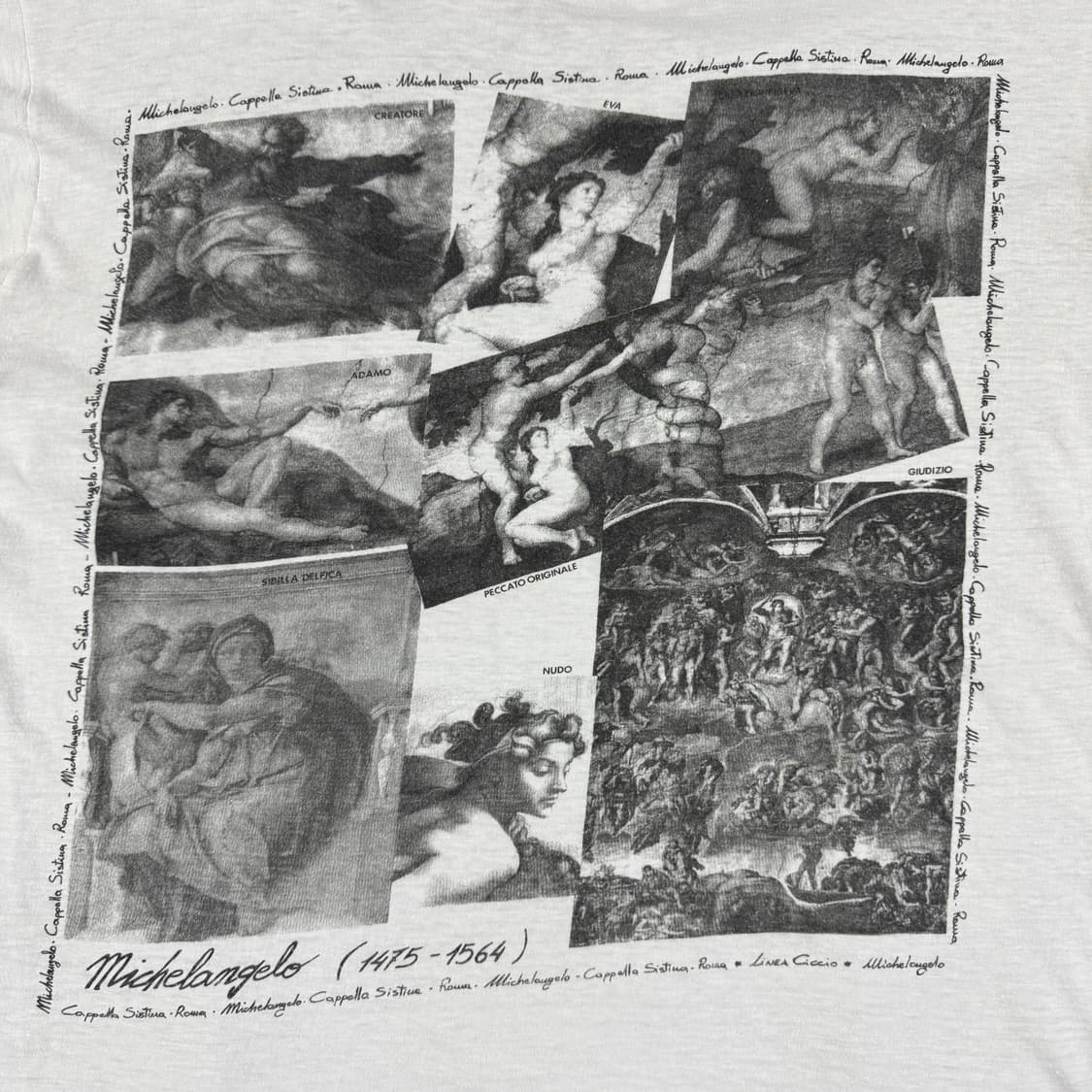 빈티지 80s Michelangelo 미켈란젤로 아트 티셔츠 상품이미지3