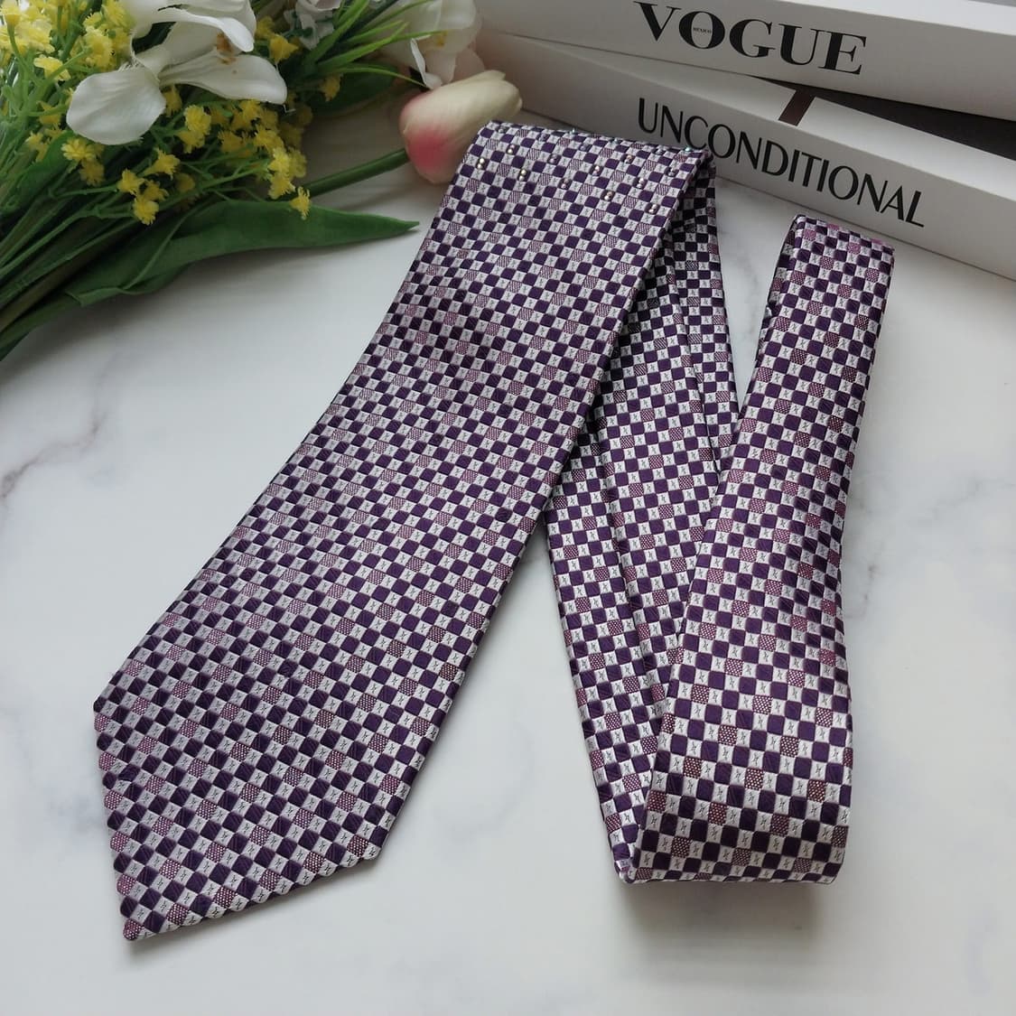 메트로시티 실크 퍼플 체크 자카드 넥타이 8.5cm A+등급 K934
 상품이미지6